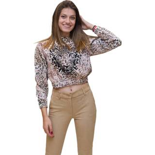 👉 M vrouwen grijs Felpa crop stampa animalier