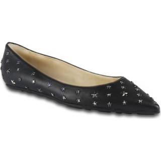 👉 Shoe leather vrouwen zwart Pointed toe ballet flats shoes in with star-shaped studs