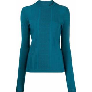👉 Sweater l vrouwen blauw Fine knit funnel neck