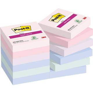 👉 Houten blok stuks true z-notes blauw Post-it Super Sticky notes Soulful, 90 vel, ft 76 x mm, geassorteerde kleuren, pak van 12 blokken 4054596924529