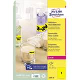 👉 Etiket geel neongeel Avery afneembare neon etiketten ft 210 x 297 mm (b h), doos van 25 blad, stuks, 4004182060063
