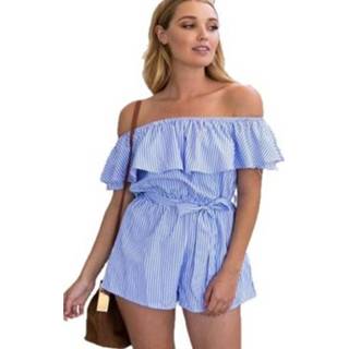 Jumpsuit blauw s active vrouwen Lente en zomer gestreepte metéén hals voor dames (kleur: Maat: S)