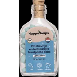 👉 Tandpasta HappySoaps - 100% plasticvrije cosmetica Tabletten Met Fluoride Spearmint 8720572972971