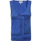 👉 L vrouwen blauw Print Tank TOP