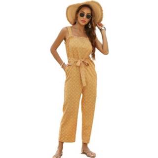 👉 Dames%20Bloemen%20Sling%20Ruffled%20Veterschoenen%20Jumpsuit%20%28Kleur%3AYellow%20Maat%3AL%29