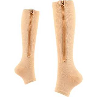 Sock active Sports Pressure Socks Compressed Brake Zipper Socks, Maat: L/XL (Huidkleur)