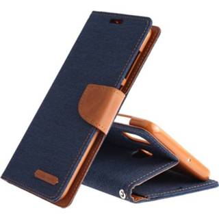👉 Dagboek blauw canvas PU leather active GOOSPERY Texture Horizontaal Flip Case voor Galaxy A20 / A30, met houder&kaartsleuven&portemonnee (donkerblauw)