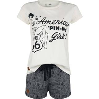 👉 Pyjama wit grijs vrouwen s Rock Rebel by EMP - X Route 66 White/Grey Short Pyjamas with Pin-Up Print oud 4064854276260