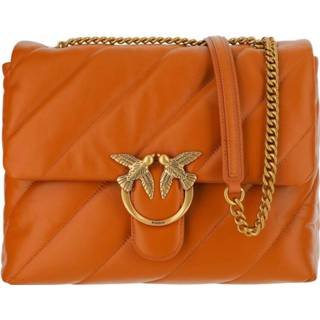 👉 Leather onesize vrouwen oranje Bag made of with maxi quilting oblique