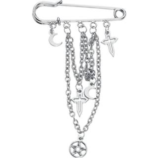 👉 Broche zilverkleurig vrouwen hoofdmateriaa metaal Wildkitten® - Goth Safety Pin 4251392160445