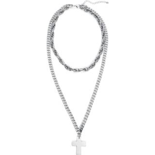 Halsketting zwart zilverkleurig unisex hoofdmateriaa staal Black Premium by EMP - Big Cross 4064854495739
