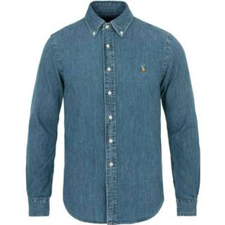 👉 L male blauw Skjorte Custom Fit