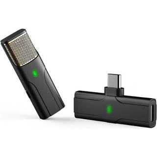 👉 Microfoon zwart active DS01 Outdoor Live Collar Interview Ruis Reduction Draadloze Microfoon, Specificatie: Type-C / USB-C (zwart)