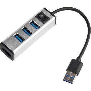 👉 Schakelaar zilver active USB naar 4 3.0-poorten Aluminiumlegering HUB met (zilver)