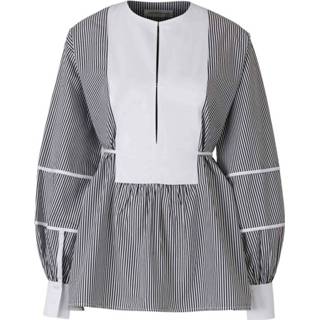 👉 Blous vrouwen wit Striped Motif Oversize Blouse