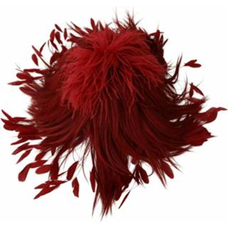 👉 Vrouwen rood Ostrich Rooster Feather Hat 8054319908573