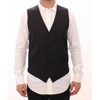 👉 Vest male zwart Striped Single Breasted