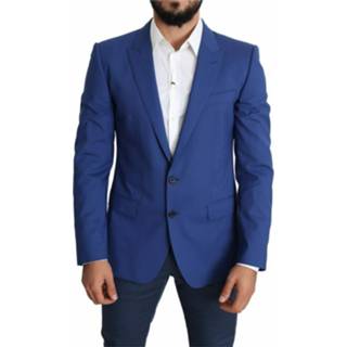 👉 Blazer male blauw Wool Single Breasted