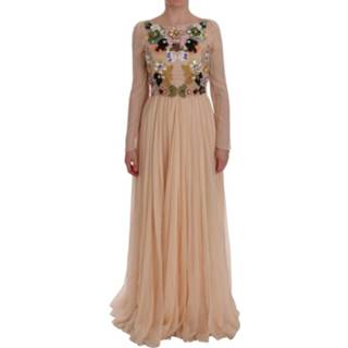 👉 Dress vrouwen beige Floral Crystal Maxi Gown