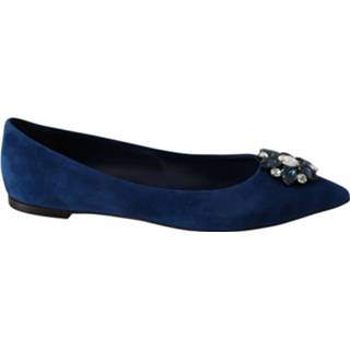 👉 Shoe suede vrouwen blauw Flat Shoes with Crystals