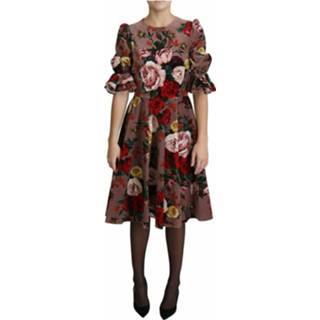 👉 Short sleeve vrouwen paars Floral Roses Velvet Sleeves Dress 8054802145331