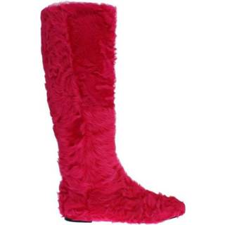 👉 Platte laarzen leather roze vrouwen Lamb Fur 9355692094228