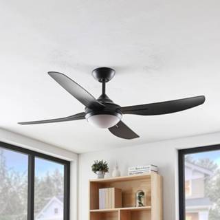 👉 Plafond ventilator warmwit mat a++ zwart kunststof Arcchio Inja LED plafondventilator 4 vleugel