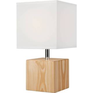 👉 Tafellamp wit natuur hout Faxa, kubusvorm, natuur/wit
