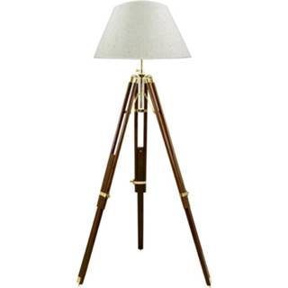 👉 Dag crème messing Driebeen-vloerlamp statief, juten kap 50cm