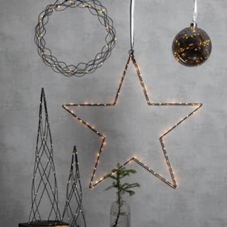 👉 LED-decoratiebol Glow van glas, Ø 15 cm rookgrijs