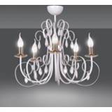 👉 Kroonluchter wit Foreman 5 5-lamps, wit-koper