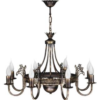 👉 Kroonluchter messing donker gepatineerd Castle handgepatineerd 8-lamps