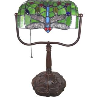 👉 Bureaulamp donkerbruin 6012 Tiffany-stijl, libellendecoratie