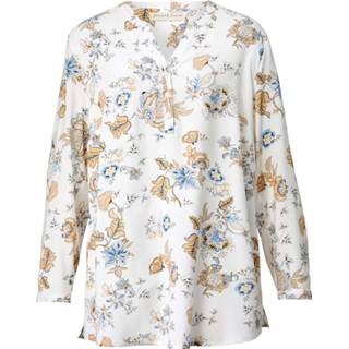 👉 Tuniek vrouwen gebloemd zomers licht materiaal viscose blauw wit zand Janet & Joyce Wit/Blauw/Zand 4055707896544