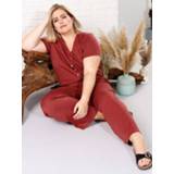 👉 Jumpsuit kunstvezels terracotta effen zwart vrouwen perfect voor kantoor Sara Lindholm 4055707891778 4055707900647