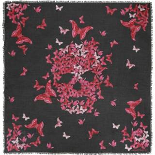 👉 Onesize vrouwen zwart Butterflies Skull Scarf