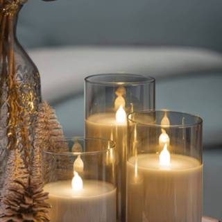 👉 Kaars grijs Pauleen Classy Smokey Candle LED 3 per set