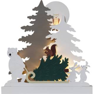 👉 Sfeerlamp bruin LED Forest Friends beer met slee