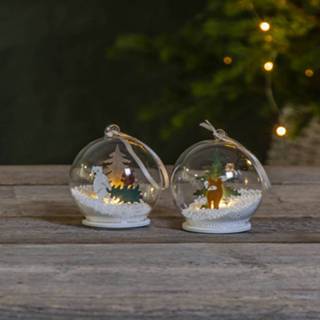 👉 Transparant LED glasbol Forest Friends Vos en Uil