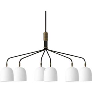👉 Kroonluchter wit grijs GUBI Howard 6-lamps gunmetal/wit