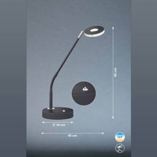 👉 Tafellamp zwart mat LED Dent, dimbaar, CCT, 6W,