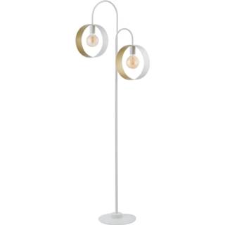 👉 Vloerlamp wit goud Hula met twee ringen, wit/goud