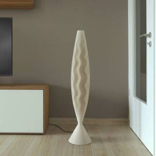 👉 Vloerlamp linnen beige Koral van biomateriaal, linen, 115 cm