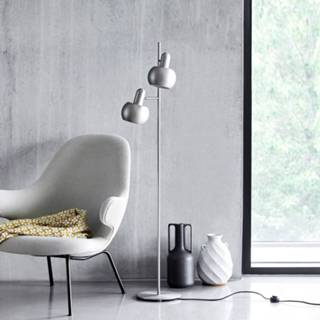 👉 Vloerlamp geborsteld mat satijn FRANDSEN BF20 2-lamps