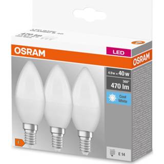 👉 Kaars OSRAM LED E14 4,9W Base CL B40 840 mat per 3