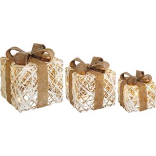 👉 Bruin natuur LED geschenkdoos Lumineo Objects 3er natuur/bruin