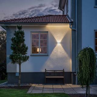 👉 Wand lamp aluminium Mat Wit warmwit LED wandlamp Chieri up & down, 6-lamps