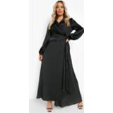 👉 Jurk Plus Satijnen Wikkel Maxi Met Ceintuur