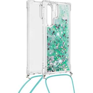 👉 Groen Lunso - Backcover hoes met koord Samsung S22 Ultra Glitter