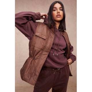 👉 Bodywarmer Met Geplooide Taille, Chocolate